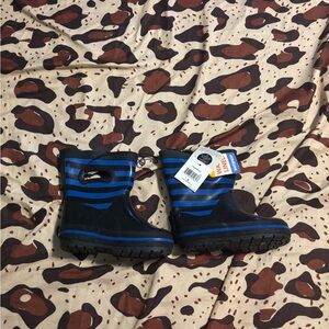 Kids Blue Striped Rain Boots